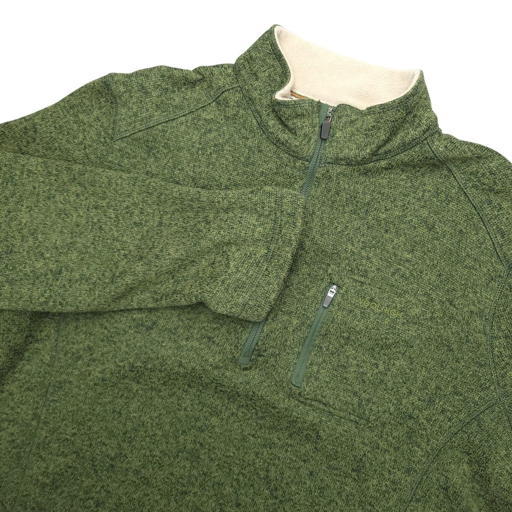 Woolrich Sweater Mens XL Green 100% Polyester 1/4 Zip Mock Neck Pullover